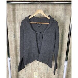 Marina Luna Gray Cardigan Sweater 100% Merino Wool Small Classy EUC